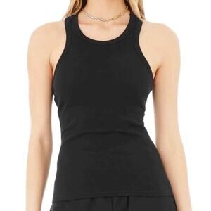 The Base Tank Top Womens XS Black Ribbed Lightweight Stretch Basic Layering‎ NEW